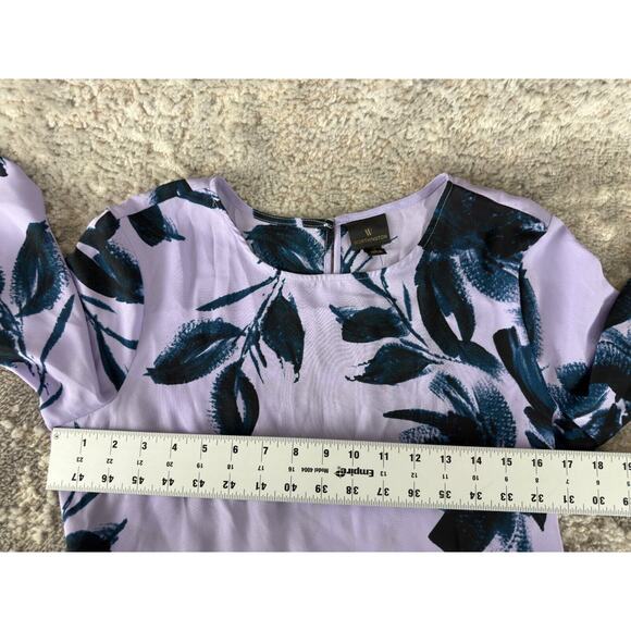 Worthington Sz S Rae Purple Floral Lightweight Blouse 3/4 Sleeve Chiffon NWT - Picture 4 of 7